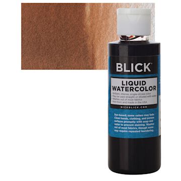 Open in modal - Blick Liquid Watercolor - Brown, 4 oz bottle and swatch