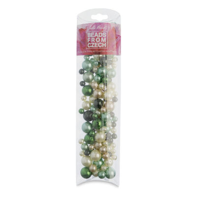 John Bead Czech Glass Bead Mix - Emerald Pearls, 100 g