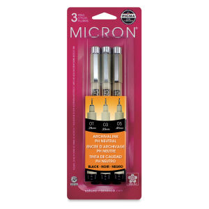 Sakura Pigma Micron Pens - Set of 3, Black, 01, 03, 05