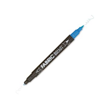 Open in modal - Marvy Uchida Dual-Tipped Ball & Brush Fabric Marker - Fluorescent Light Blue
