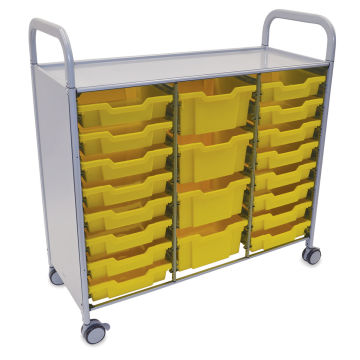 Gratnells Callero Plus Cart - Treble Cart, 16 Shallow and 4 Deep Trays, Sunshine Yellow