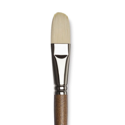 Winsor & Newton Artists' Oil Synthetic Hog Brush - Filbert, Size 12, Long Handle (close-up)