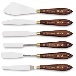 Blick Palette Knives by RGM-Spatulas, Set of 6. Knives stacked out of package.