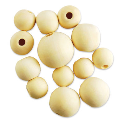 Krafty Kids Wood Beads - Round, Unfinished, Package of 13