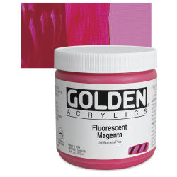 Golden Heavy Body Acrylic Paint - Fluorescent Magenta, 16 oz jar