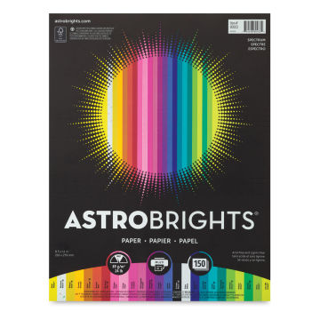 Neenah Astrobrights Paper - Front of package of 150 Sheets in 25 Bright colors