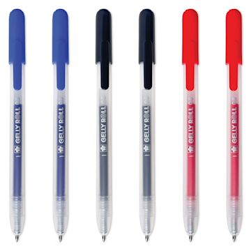 Open in modal - Sakura Gelly Roll Retractable Classic Pens - Set of 6, pens laid out