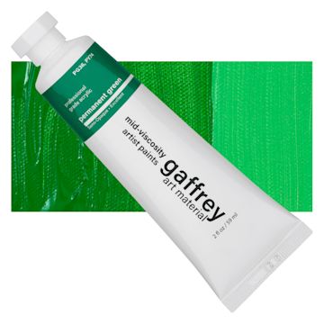 Open in modal - Gaffrey Art Material Standard Body Acrylic Paint - Permanent Green, 59 ml tube and swatch