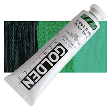 Open in modal - Golden Heavy Body Artist Acrylic - Phthalo Green (Yellow Shade), 2 oz Tube and swatch
