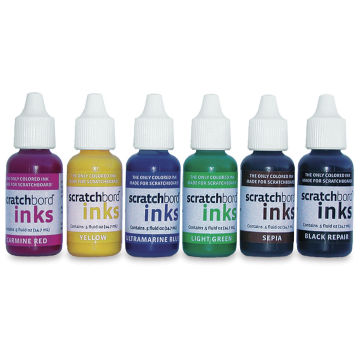Ampersand Scratchbord Ink Set - Set of 6 Inks shown in row