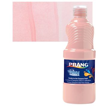 Open in modal - Prang Ready-To-Use Washable Tempera Paint - Peach, 16 oz bottle and swatch