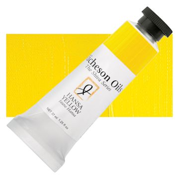 Open in modal - Shiva Signature Artist Oil Color - Hansa Yellow, 1.25 oz Tube and swatch