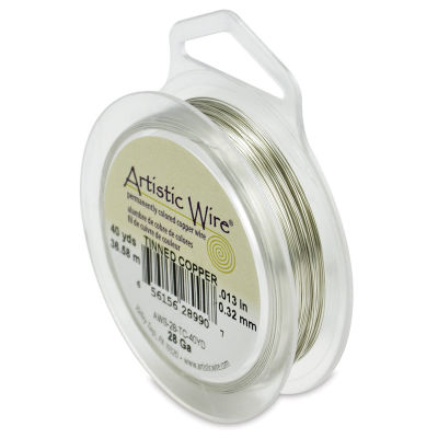 Beadalon Artistic Wire Aluminum Craft Wire - Angle view of Tinned copper color wire on spool 