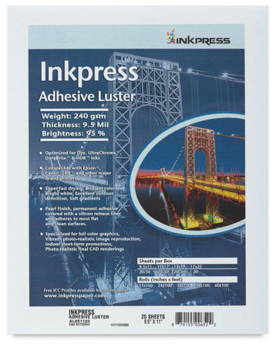 Inkpress Inkjet Paper - Front view of Adhesive Luster Package
