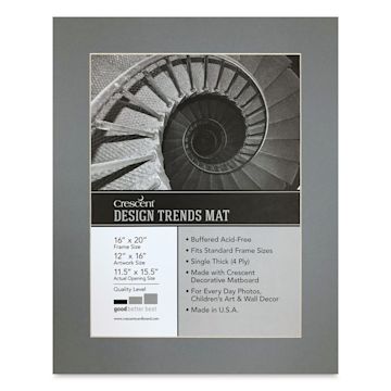 Open in modal - Crescent Pre-Cut Mat - Bar Harbor Gray, 16" x 20" (11-1/2" x 15-1/2" Opening)