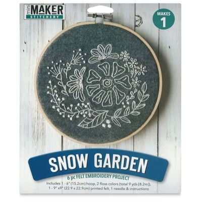 Leisure Arts Snow Garden Felt Embroidery Kit (Front of packaging)