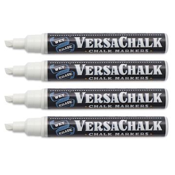 Open in modal - VersaChalk Wet Erase Liquid Chalk Markers - White, 5 mm, Set of 4, Bold Tip, cap off