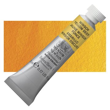 Open in modal - Winsor & Newton Professional Watercolor - Winsor Yellow Deep, 5 ml Tube and swatch