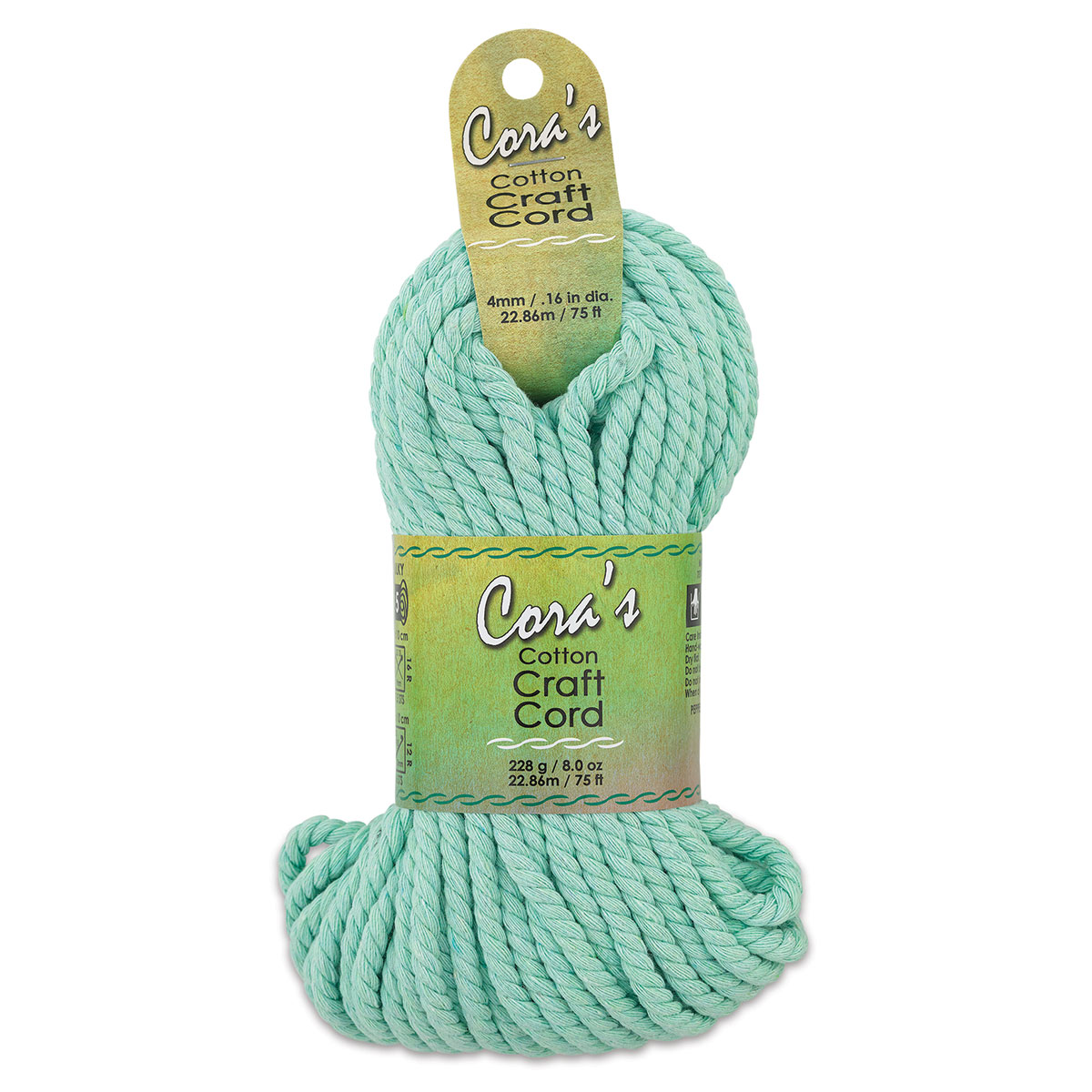 Pepperell Cotton Macramé Cord - Mint Green, 2 mm, 100 ft