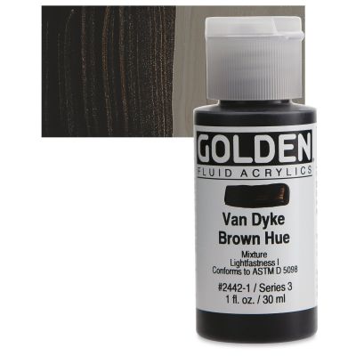 Golden Fluid Acrylics - Van Dyke Brown Historical Hue, 1 oz bottle
