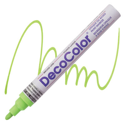 Decocolor Paint Marker - Lime Green, Broad Tip (Swatch and Marker)