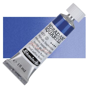 Open in modal - Schmincke Horadam Aquarell Watercolor - Phthalo Sapphire Blue, 15 ml tube and swatch