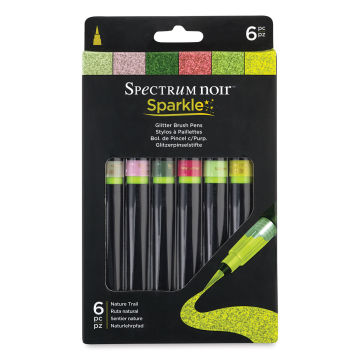 Spectrum Noir Sparkle Glitter Brush Pens - Nature Trail, Set of 6