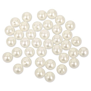 Craft Medley Pearl Acrylic Beads - Ivory, 10 mm, Package of 40