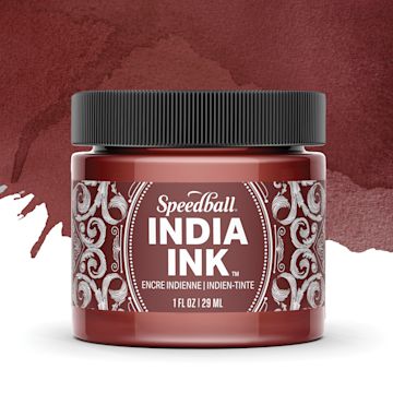 Open in modal - Speedball India Ink - Brown Quartz, 1 oz, jar with swatch