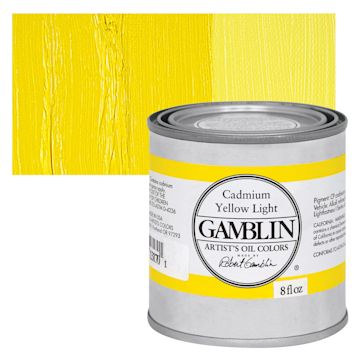 Open in modal - Gamblin Artist's Oil Color - Cadmium Yellow Light, 8 oz Can and swatch