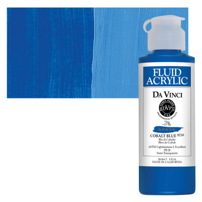 Da Vinci Fluid Acrylics - Cobalt Blue, 4 oz bottle