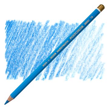 Open in modal - Koh-I-Noor Polycolor Dry Color Drawing Pencil - Light Blue 18, swatch and pencil