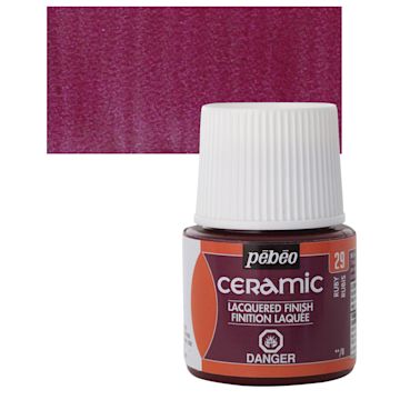 Open in modal - Pebeo Ceramic Paint - Ruby, 45 ml bottle and swatch