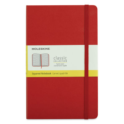 Moleskine Classic Hardcover Notebook - Scarlet Red, Gridded, 8-1/4" x 5"