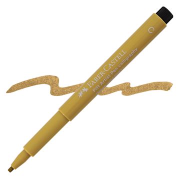 Open in modal - Faber-Castell Pitt Calligraphy Pen - Green Gold pen and swatch