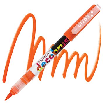 Open in modal - Karin Pigment Decobrush Marker - Bright Orange marker and swatch