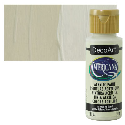 DecoArt Americana Acrylic Paint - Bleach Sand, 2 oz, Swatch with bottle