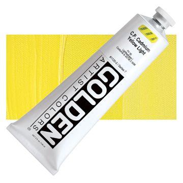 Open in modal - Golden Heavy Body Artist Acrylic - Cadmium Yellow Light, 5 oz Tube and swatch