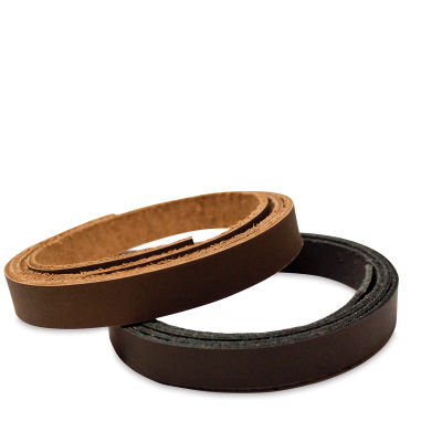 Realeather Leather Strips - Black and Brown rolls shown together
