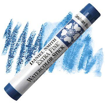 Open in modal - Daniel Smith Watercolor Stick - Cerulean Blue Chromium stick and swatch