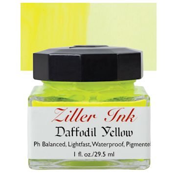 Open in modal - Ziller Ink - Daffodil Yellow, 1 oz bottle and swatch
