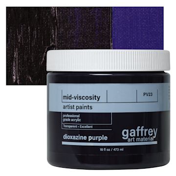 Open in modal - Gaffrey Art Material Standard Body Acrylic Paint - Dioxazine Purple, 473 ml jar and swatch