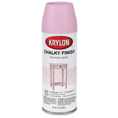 Krylon Chalky Finish Spray Paint - Front of can of Bonnet Pink 