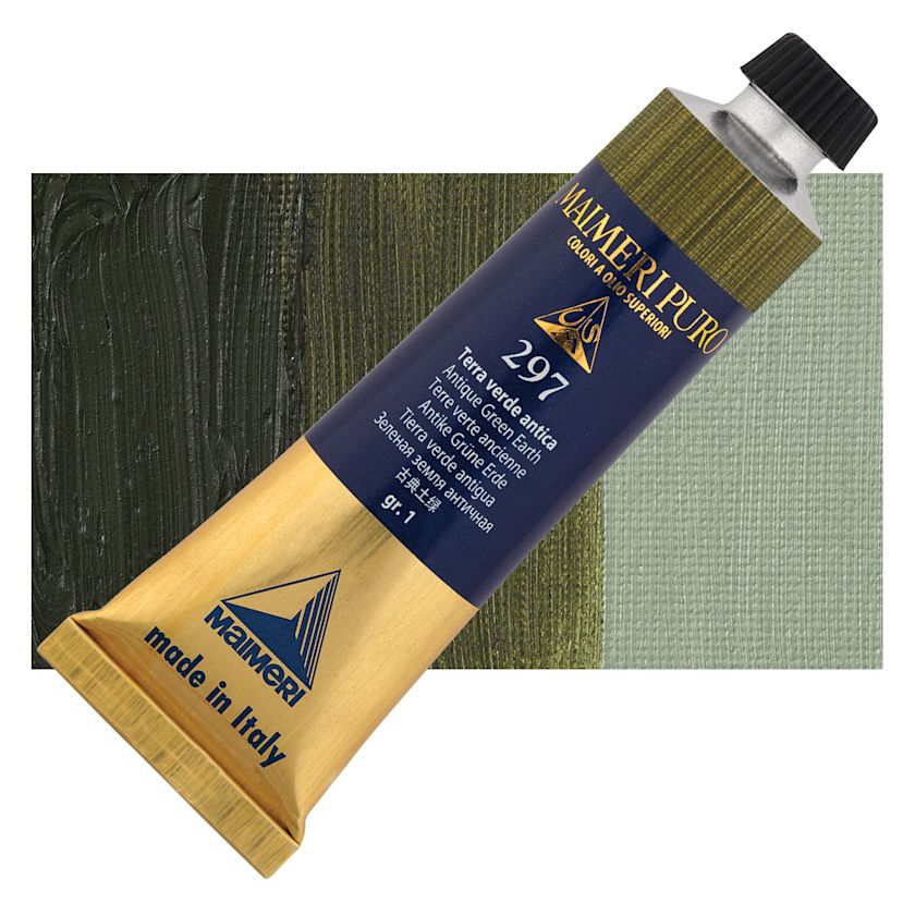 Maimeri Puro Oil Color Antique Green Earth, 40 ml Tube BLICK Art