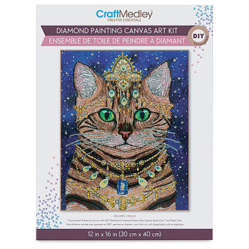 Craft Medley Diamond Painting Canvas Art Kit - Cat (front of packaging)