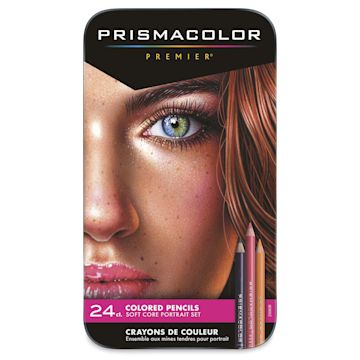 Open in modal - Prismacolor Premier Colored Pencils - Set of 24, Portrait Colors, Front of Tin