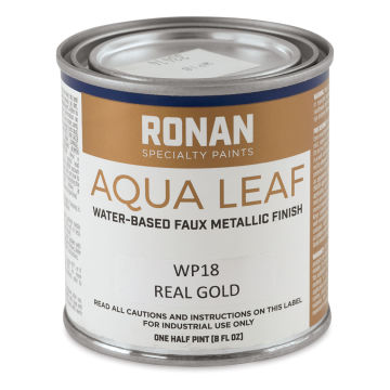 Aqua Leaf Water-Based Faux Metallic Colors - Front of Can of Gold Color
