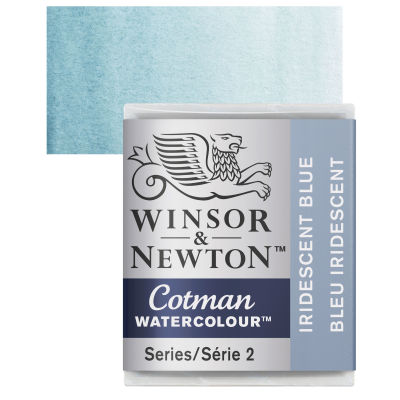 Winsor & Newton Cotman Watercolor - Iridescent Blue, Half Pan with Swatch