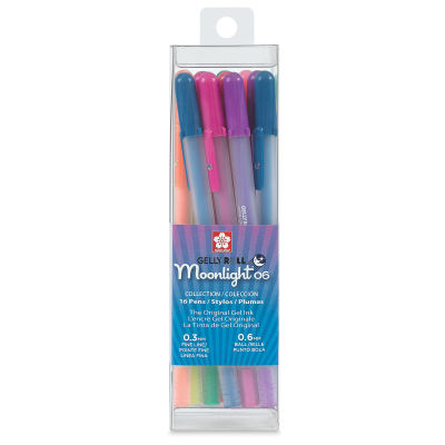 Sakura Gelly Roll Moonlight Pens -  Front of package of 16 pc Fine Point pens in assorted colors