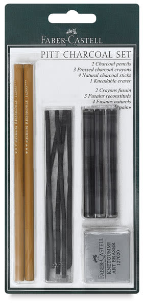 Faber-Castell Pitt Basic Charcoal Assortment - Front of blister package showing contents